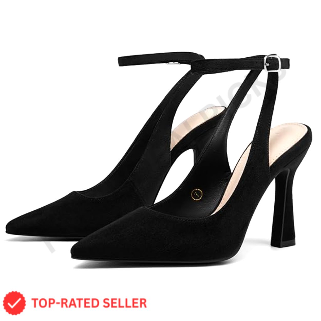 Pointed Toe Slingback Pumps Ankle Strap High Heels Elegant Dress Shoes